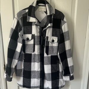 Lucky Brand Black and White Buffalo Plaid Shacket Jacket